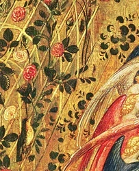 Madonna mit Rosenstrauch (Detail)